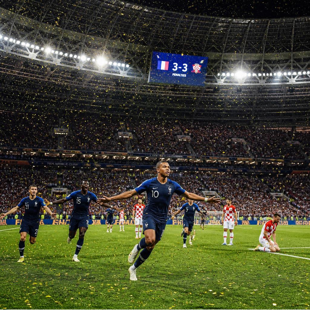 Floodlit football stadium during a Champions League match